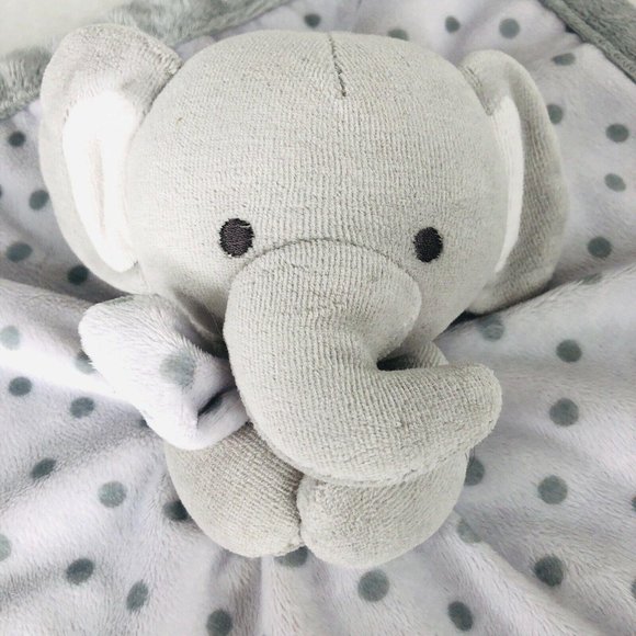 Falls Creek Baby Lovey Elephant Gray White Rattle Security Infant Blanket - Picture 2 of 5